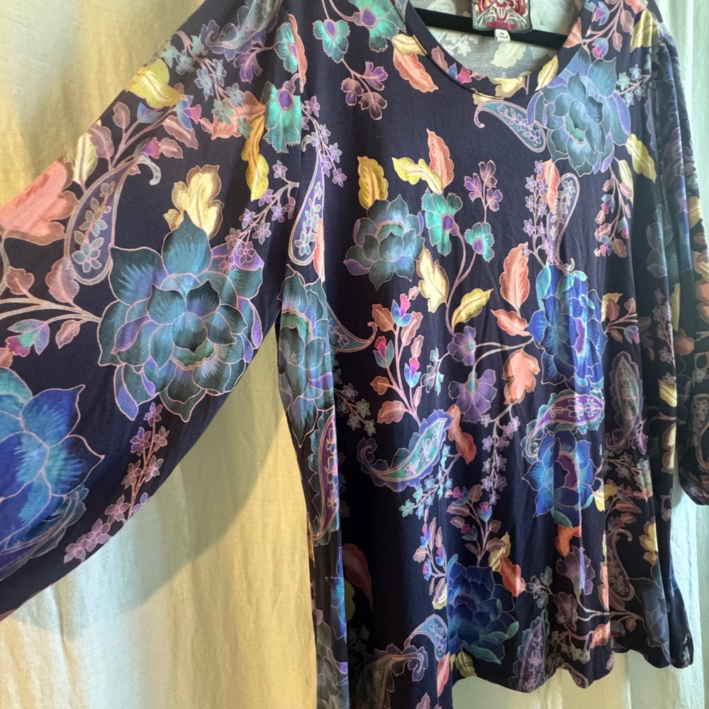 1X  Johnny Was Janie Tee 3/4 Length blouse